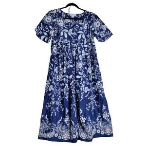 Only Necessities Women's Blue Floral  Lounger Dress Or Nightgown Size M (14/16)